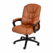 TOUGH ENOUGH FUNDAMENTALS BIG & TALL 400 LB. RATED. BROWN LEATHERSOFT SWIVEL OFFICE CHAIR WITH PADDED ARMS, BIFMA CERTIFIED: <font color=green>FREE SHIPPING!</font>