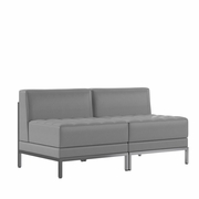 TOUGH ENOUGH IMAGINATION SERIES 2 PIECE GRAY LEATHERSOFT WAITING ROOM LOUNGE SET - RECEPTION BENCH <font color=green>FREE SHIPPING!</font>