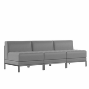 TOUGH ENOUGH IMAGINATION SERIES 3 PIECE GRAY LEATHERSOFT WAITING ROOM LOUNGE SET - RECEPTION BENCH <font color=green>FREE SHIPPING!</font>