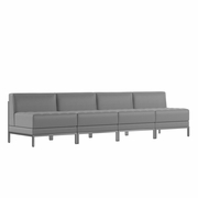 TOUGH ENOUGH IMAGINATION SERIES 4 PIECE GRAY LEATHERSOFT WAITING ROOM LOUNGE SET - RECEPTION BENCH <font color=green>FREE SHIPPING!</font>
