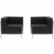 TOUGH ENOUGH IMAGINATION SERIES BLACK LEATHERSOFT 2 PIECE CORNER CHAIR SET <font color=green>FREE SHIPPING!</font>
