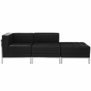 TOUGH ENOUGH IMAGINATION SERIES BLACK LEATHERSOFT 3 PIECE CHAIR & OTTOMAN SET <font color=green>FREE SHIPPING!</font>