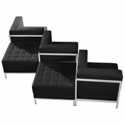 TOUGH ENOUGH IMAGINATION SERIES BLACK LEATHERSOFT 5 PIECE CHAIR & OTTOMAN SET <font color=green>FREE SHIPPING!</font>
