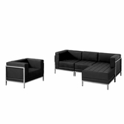 TOUGH ENOUGH IMAGINATION SERIES BLACK LEATHERSOFT SECTIONAL & CHAIR, 5 PIECES <font color=green>FREE SHIPPING!</font>