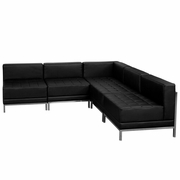 TOUGH ENOUGH IMAGINATION SERIES BLACK LEATHERSOFT SECTIONAL CONFIGURATION, 5 PIECES <font color=green>FREE SHIPPING!</font>