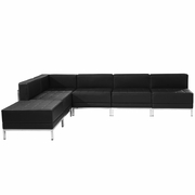 TOUGH ENOUGH IMAGINATION SERIES BLACK LEATHERSOFT SECTIONAL CONFIGURATION, 6 PIECES <font color=green>FREE SHIPPING!</font>