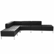 TOUGH ENOUGH IMAGINATION SERIES BLACK LEATHERSOFT SECTIONAL CONFIGURATION, 6 PIECES <font color=green>FREE SHIPPING!</font>