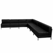 TOUGH ENOUGH IMAGINATION SERIES BLACK LEATHERSOFT SECTIONAL CONFIGURATION, 7 PIECES <font color=green>FREE SHIPPING!</font>