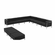 TOUGH ENOUGH IMAGINATION SERIES BLACK LEATHERSOFT SECTIONAL & OTTOMAN SET, 12 PIECES <font color=green>FREE SHIPPING!</font>