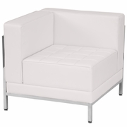 TOUGH ENOUGH IMAGINATION SERIES CONTEMPORARY MELROSE WHITE LEATHERSOFT LEFT CORNER CHAIR WITH ENCASING FRAME <font color=green>FREE SHIPPING!</font>