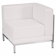 TOUGH ENOUGH IMAGINATION SERIES CONTEMPORARY MELROSE WHITE LEATHERSOFT RIGHT CORNER CHAIR WITH ENCASING FRAME <font color=green>FREE SHIPPING!</font>