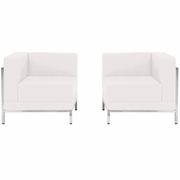 TOUGH ENOUGH IMAGINATION SERIES MELROSE WHITE LEATHERSOFT 2 PIECE CORNER CHAIR SET <font color=green>FREE SHIPPING!</font>