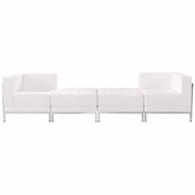TOUGH ENOUGH IMAGINATION SERIES MELROSE WHITE LEATHERSOFT 4 PIECE CHAIR & OTTOMAN SET <font color=green>FREE SHIPPING!</font>