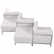 TOUGH ENOUGH IMAGINATION SERIES MELROSE WHITE LEATHERSOFT 5 PIECE CHAIR & OTTOMAN SET <font color=green>FREE SHIPPING!</font>