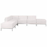 TOUGH ENOUGH IMAGINATION SERIES MELROSE WHITE LEATHERSOFT SECTIONAL CONFIGURATION, 6 PIECES <font color=green>FREE SHIPPING!</font>