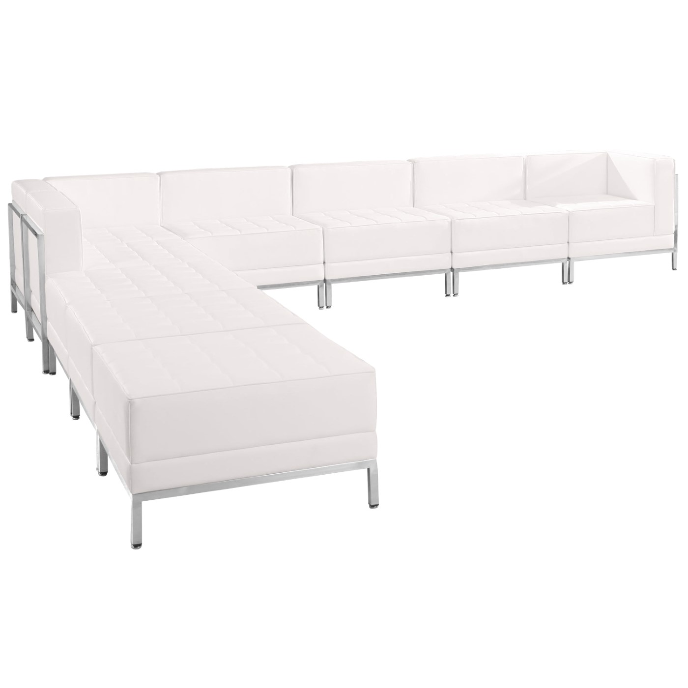 TOUGH ENOUGH IMAGINATION SERIES MELROSE WHITE LEATHERSOFT SECTIONAL CONFIGURATION, 9 PIECES <font color=green>FREE SHIPPING!</font> TOUGH ENOUGH IMAGINATION SERIES MELROSE WHITE LEATHERSOFT SECTIONAL CONFIGURATION, 9 PIECES <font color=green>FREE SHIPPING!</font>
