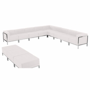 TOUGH ENOUGH IMAGINATION SERIES MELROSE WHITE LEATHERSOFT SECTIONAL & OTTOMAN SET, 12 PIECES <font color=green>FREE SHIPPING!</font>