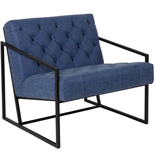 TOUGH ENOUGH MADISON SERIES RETRO BLUE LEATHERSOFT TUFTED LOUNGE CHAIR <font color=green>FREE SHIPPING!</font>