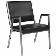 TOUGH ENOUGH SERIES 1000 LB. RATED BLACK ANTIMICROBIAL VINYL BARIATRIC MEDICAL RECEPTION ARM CHAIR: <font color=green>FREE SHIPPING!</font>