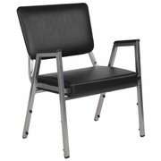 TOUGH ENOUGH SERIES 1000 LB. RATED BLACK ANTIMICROBIAL VINYL BARIATRIC MEDICAL RECEPTION ARM CHAIR WITH 3/4 PANEL BACK: <font color=green>FREE SHIPPING!</font>