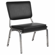 TOUGH ENOUGH SERIES 1000 LB. RATED BLACK ANTIMICROBIAL VINYL BARIATRIC MEDICAL RECEPTION CHAIR WITH 3/4 PANEL BACK <font color=green>FREE SHIPPING!</font>