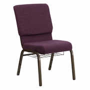 TOUGH ENOUGH SERIES 18.5''W CHURCH CHAIR IN PLUM FABRIC WITH CUP BOOK RACK - GOLD VEIN FRAME <font color=green>FREE SHIPPING!</font>