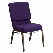 TOUGH ENOUGH SERIES 18.5''W CHURCH CHAIR IN ROYAL PURPLE FABRIC WITH CUP BOOK RACK - GOLD VEIN FRAME: <font color=green>FREE SHIPPING!</font>