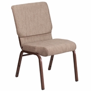 TOUGH ENOUGH SERIES 18.5''W STACKING CHURCH CHAIR IN BEIGE FABRIC - COPPER VEIN FRAME: <font color=green>FREE SHIPPING!</font>