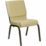TOUGH ENOUGH SERIES 18.5''W STACKING CHURCH CHAIR IN BEIGE PATTERNED FABRIC - GOLD VEIN FRAME: <font color=green>FREE SHIPPING!</font>