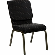 TOUGH ENOUGH SERIES 18.5''W STACKING CHURCH CHAIR IN BLACK DOT PATTERNED FABRIC - GOLD VEIN FRAME <font color=green>FREE SHIPPING!</font>