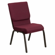 TOUGH ENOUGH SERIES 18.5''W STACKING CHURCH CHAIR IN BURGUNDY PATTERNED FABRIC - GOLD VEIN FRAME: <font color=green>FREE SHIPPING!</font>