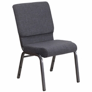 TOUGH ENOUGH SERIES 18.5''W STACKING CHURCH CHAIR IN DARK GRAY FABRIC - SILVER VEIN FRAME: <font color=green>FREE SHIPPING!</font>