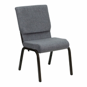 TOUGH ENOUGH SERIES 18.5''W STACKING CHURCH CHAIR IN GRAY FABRIC - GOLD VEIN FRAME: <font color=green>FREE SHIPPING!</font>