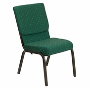 TOUGH ENOUGH SERIES 18.5''W STACKING CHURCH CHAIR IN GREEN PATTERNED FABRIC - GOLD VEIN FRAME: <font color=green>FREE SHIPPING!</font>