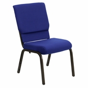 TOUGH ENOUGH SERIES 18.5''W STACKING CHURCH CHAIR IN NAVY BLUE FABRIC - GOLD VEIN FRAME: <font color=green>FREE SHIPPING!</font>