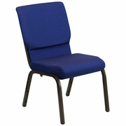 TOUGH ENOUGH SERIES 18.5''W STACKING CHURCH CHAIR IN NAVY BLUE PATTERNED FABRIC - GOLD VEIN FRAME: <font color=green>FREE SHIPPING!</font>
