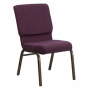 TOUGH ENOUGH SERIES 18.5''W STACKING CHURCH CHAIR IN PLUM FABRIC - GOLD VEIN FRAME <font color=green>FREE SHIPPING!</font>