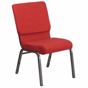 TOUGH ENOUGH SERIES 18.5''W STACKING CHURCH CHAIR IN RED FABRIC - SILVER VEIN FRAME <font color=green>FREE SHIPPING!</font>