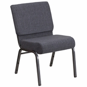 TOUGH ENOUGH SERIES 21''W CHURCH CHAIR IN DARK GRAY FABRIC - SILVER VEIN FRAME: <font color=green>FREE SHIPPING!</font>