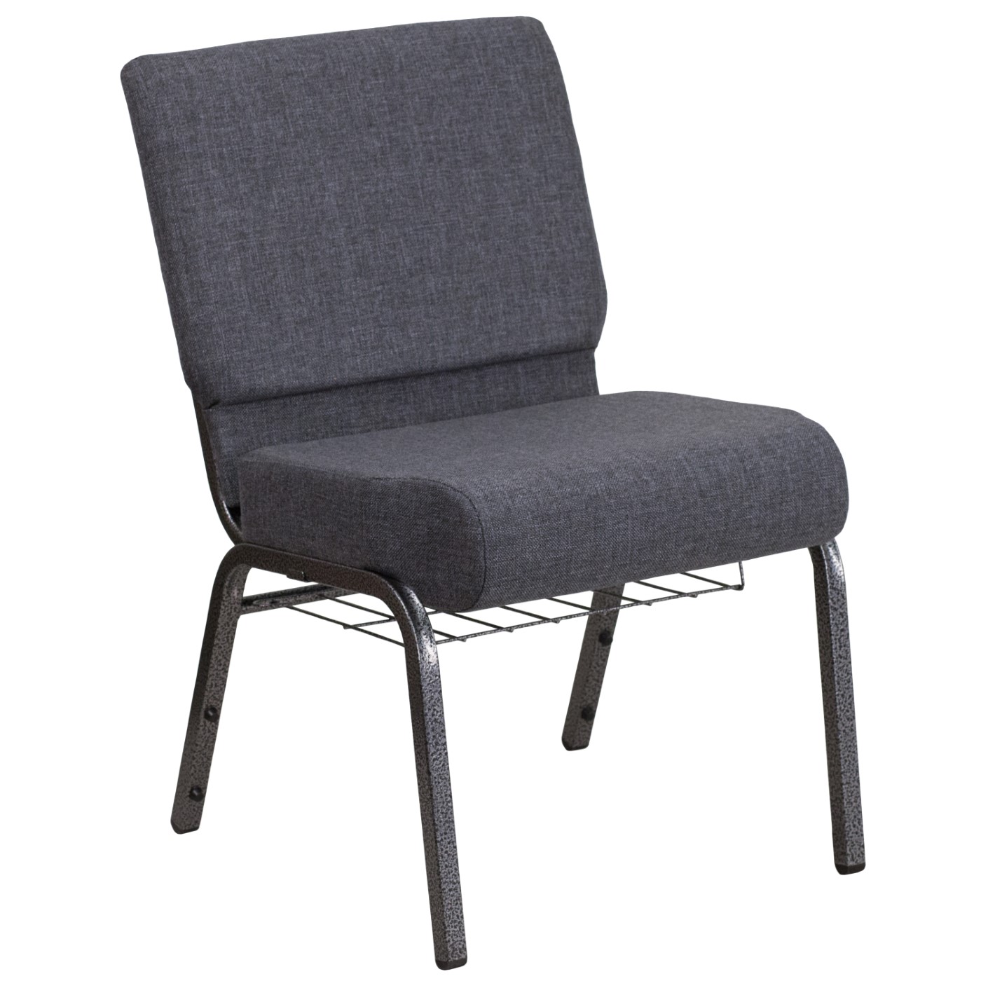 TOUGH ENOUGH SERIES 21''W CHURCH CHAIR IN DARK GRAY FABRIC WITH BOOK RACK - SILVER VEIN FRAME: <font color=green>FREE SHIPPING!</font> TOUGH ENOUGH SERIES 21''W CHURCH CHAIR IN DARK GRAY FABRIC WITH BOOK RACK - SILVER VEIN FRAME: <font color=green>FREE SHIPPING!</font>