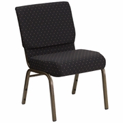 TOUGH ENOUGH SERIES 21''W STACKING CHURCH CHAIR IN BLACK DOT PATTERNED FABRIC - GOLD VEIN FRAME: <font color=green>FREE SHIPPING!</font>
