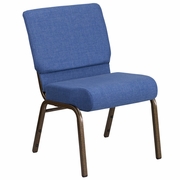 TOUGH ENOUGH SERIES 21''W STACKING CHURCH CHAIR IN BLUE FABRIC - GOLD VEIN FRAME: <font color=green>FREE SHIPPING!</font>