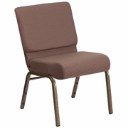 TOUGH ENOUGH SERIES 21''W STACKING CHURCH CHAIR IN BROWN DOT FABRIC - GOLD VEIN FRAME: <font color=green>FREE SHIPPING!</font>