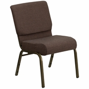 TOUGH ENOUGH SERIES 21''W STACKING CHURCH CHAIR IN BROWN FABRIC - GOLD VEIN FRAME: <font color=green>FREE SHIPPING!</font>