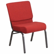 TOUGH ENOUGH SERIES 21''W STACKING CHURCH CHAIR IN CRIMSON FABRIC - SILVER VEIN FRAME: <font color=green>FREE SHIPPING!</font>