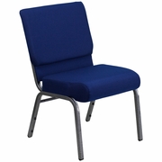 TOUGH ENOUGH SERIES 21''W STACKING CHURCH CHAIR IN NAVY BLUE FABRIC - SILVER VEIN FRAME: <font color=green>FREE SHIPPING!</font>