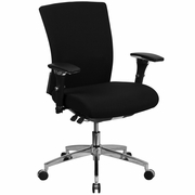 TOUGH ENOUGH SERIES 24/7 INTENSIVE USE 300 LB. RATED BLACK FABRIC MULTIFUNCTION ERGONOMIC OFFICE CHAIR WITH SEAT SLIDER <font color=green>FREE SHIPPING!</font>