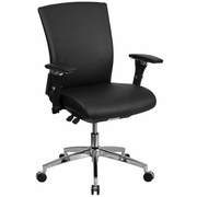 TOUGH ENOUGH SERIES 24/7 INTENSIVE USE 300 LB. RATED BLACK LEATHERSOFT MULTIFUNCTION ERGONOMIC OFFICE CHAIR WITH SEAT SLIDER: <font color=green>FREE SHIPPING!</font>
