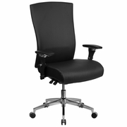 TOUGH ENOUGH SERIES 24/7 INTENSIVE USE 300 LB. RATED BLACK LEATHERSOFT MULTIFUNCTION ERGONOMIC OFFICE CHAIR WITH SEAT SLIDER: <font color=green>FREE SHIPPING!</font>