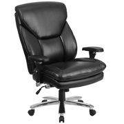 TOUGH ENOUGH SERIES 24/7 INTENSIVE USE BIG & TALL 400 LB. RATED BLACK LEATHERSOFT ERGONOMIC OFFICE CHAIR WITH LUMBAR KNOB: <font color=green>FREE SHIPPING!</font>